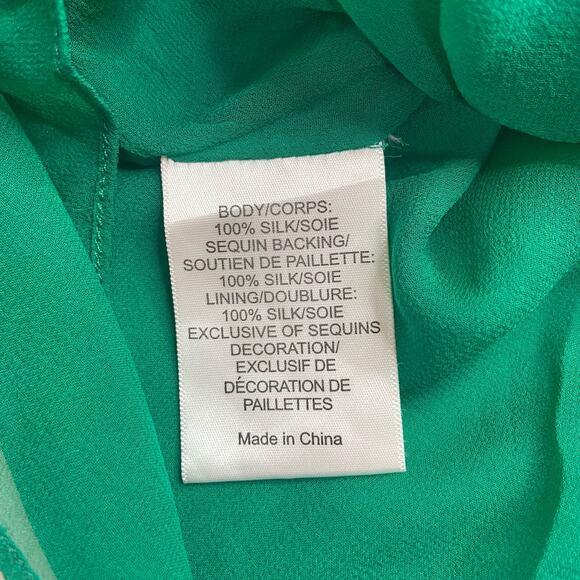 Tory Burch Kelly Green Sequin Striped Silk Tank Top Women's 8 Chic Sophisticated - Picture 5 of 11